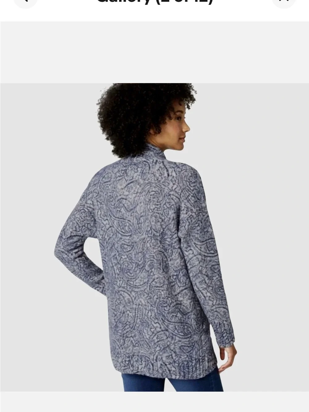 J. Jill Paisley-Pattern Open-Front Coatigan in Blue-Gray